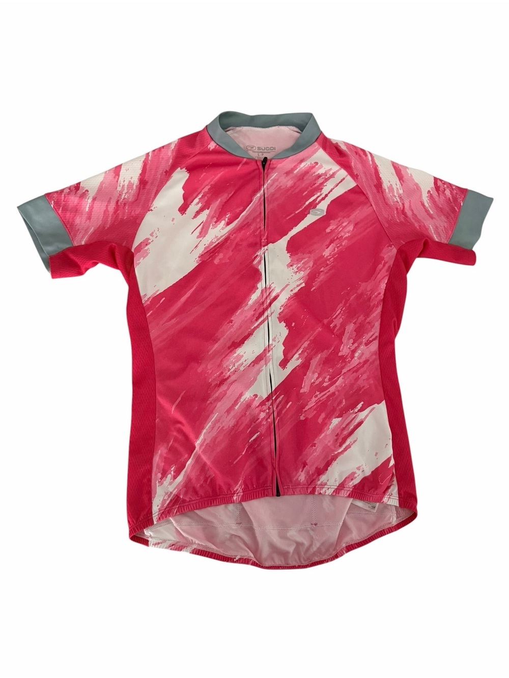 SUGOI Pink White Evolution Zap Cycling Jersey Full Zip Reflective Bike Jersey S - Picture 4 of 13